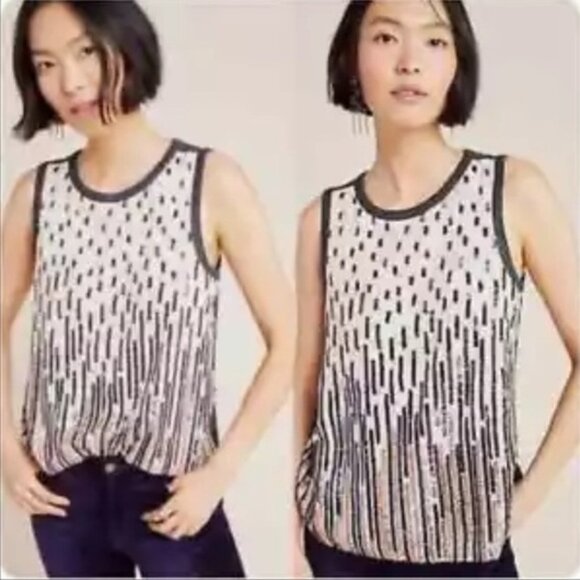 Anthropologie Tops - Tiny Auberte Sequin Knit Tank Top Small Anthropologie